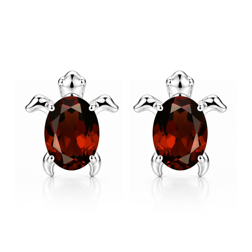 Oval Shaped Sapphire Turtle Stud Earrings - LUO Jewelry #gemstone_Garnet
