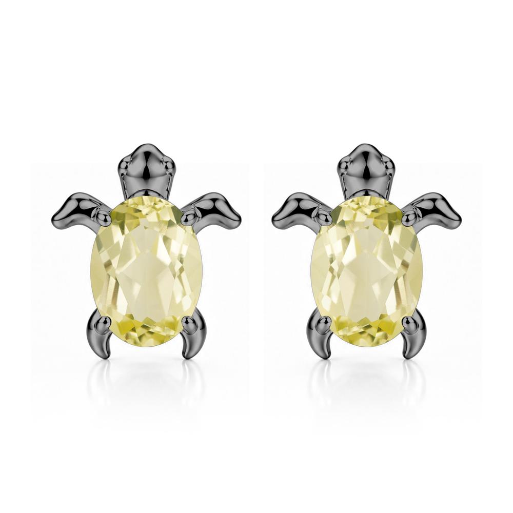Oval Shaped Sapphire Turtle Stud Earrings - LUO Jewelry #gemstone_Lemon Quartz