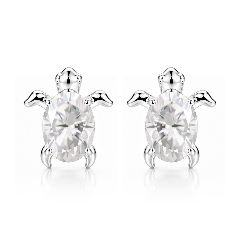 Oval Shaped Sapphire Turtle Stud Earrings - LUO Jewelry #gemstone_Moissanite