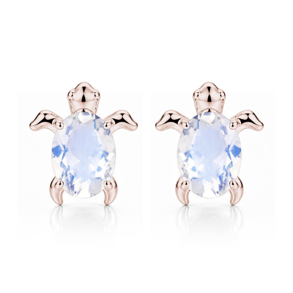 Oval Shaped Sapphire Turtle Stud Earrings - LUO Jewelry #gemstone_Moonstone
