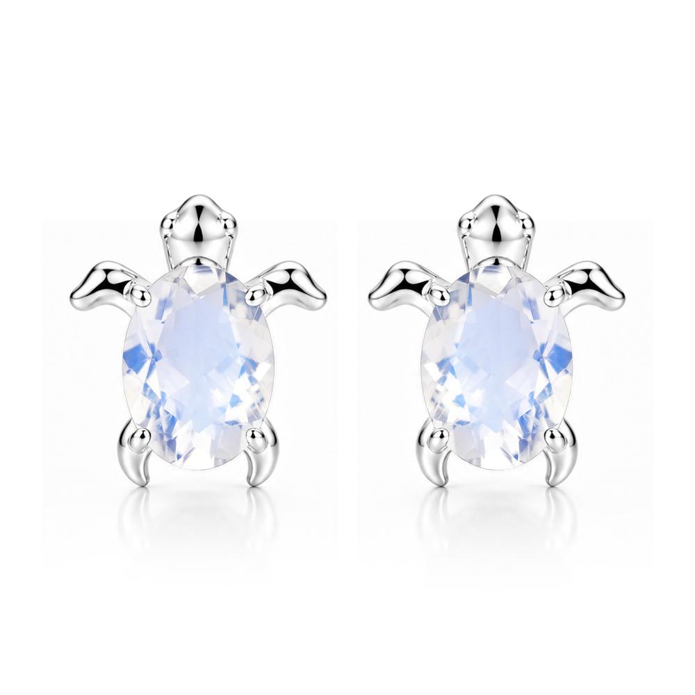 Oval Shaped Sapphire Turtle Stud Earrings - LUO Jewelry #gemstone_Moonstone