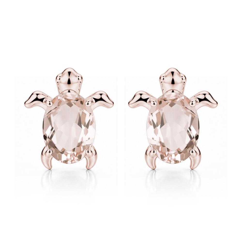 Oval Shaped Sapphire Turtle Stud Earrings - LUO Jewelry #gemstone_Morganite