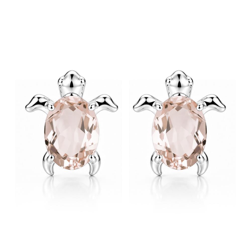 Oval Shaped Sapphire Turtle Stud Earrings - LUO Jewelry #gemstone_Morganite