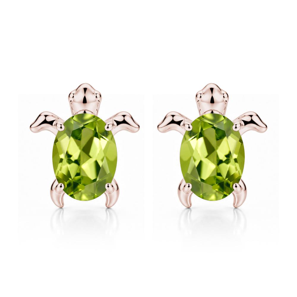 Oval Shaped Sapphire Turtle Stud Earrings - LUO Jewelry #gemstone_Peridot