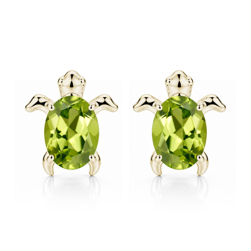 Oval Shaped Sapphire Turtle Stud Earrings - LUO Jewelry #gemstone_Peridot