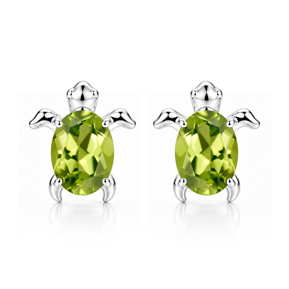 Oval Shaped Sapphire Turtle Stud Earrings - LUO Jewelry #gemstone_Peridot