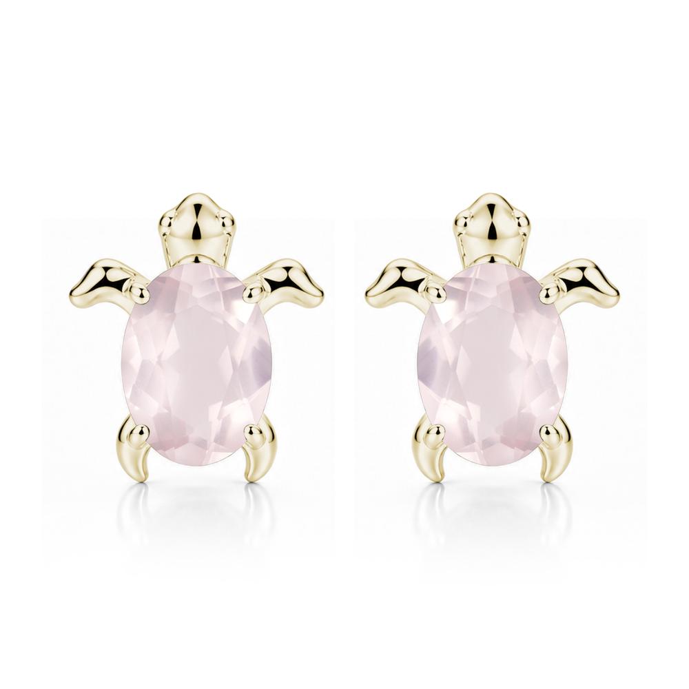 Oval Shaped Sapphire Turtle Stud Earrings - LUO Jewelry #gemstone_Rose Quartz