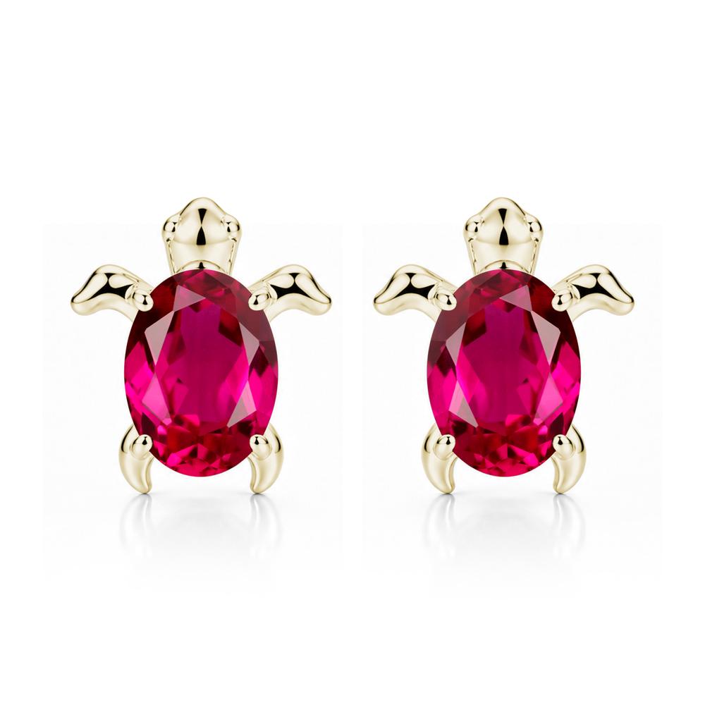 Oval Shaped Sapphire Turtle Stud Earrings - LUO Jewelry #gemstone_Ruby