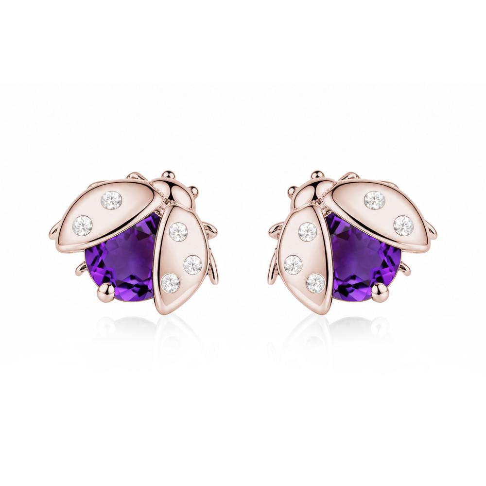 Round Shaped London Blue Topaz Ladybird Stud Earrings - LUO Jewelry #gemstone_Amethyst