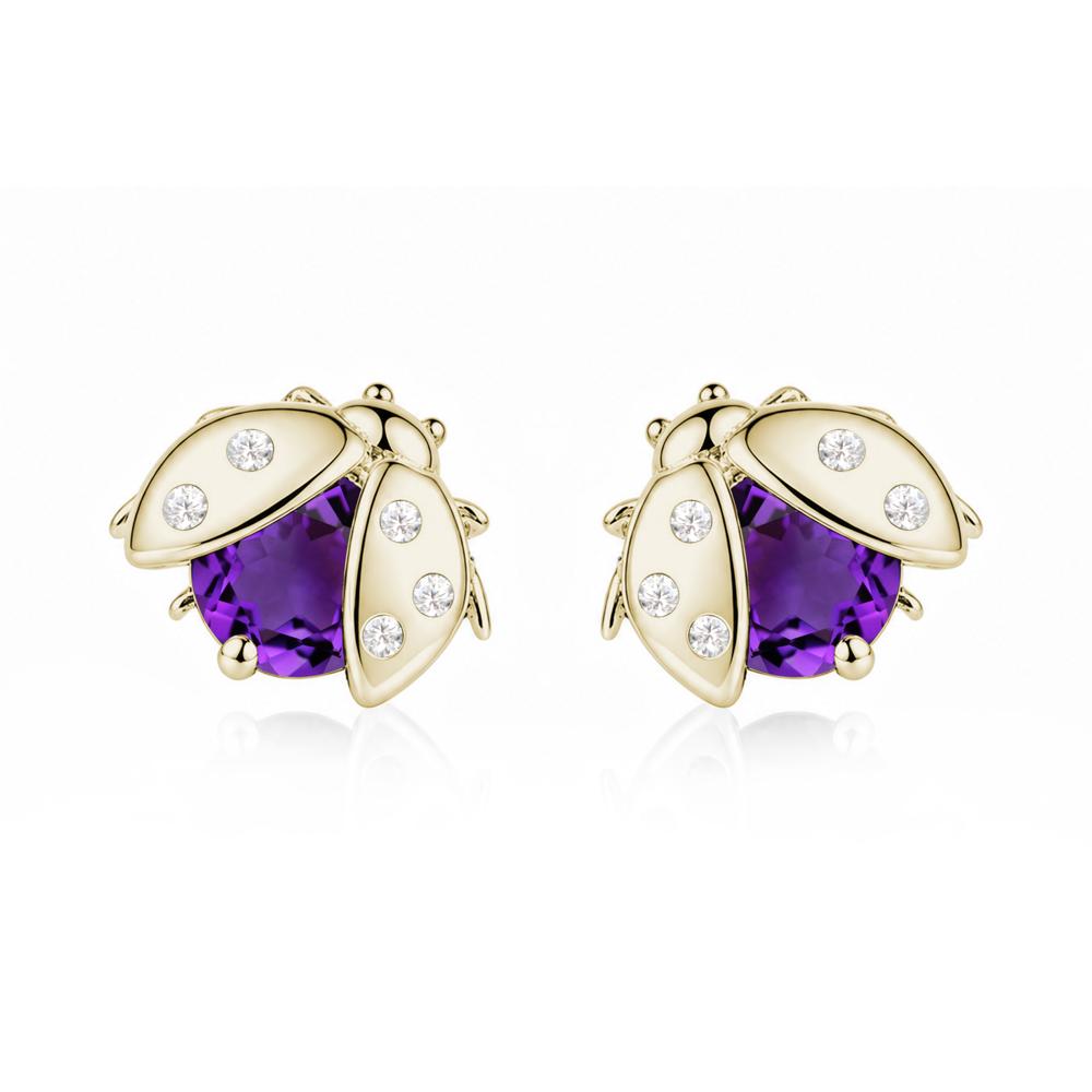 Round Shaped London Blue Topaz Ladybird Stud Earrings - LUO Jewelry #gemstone_Amethyst