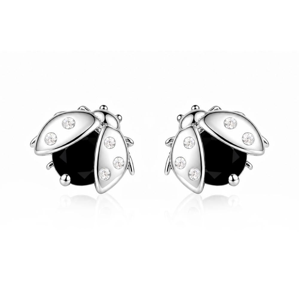 Round Shaped London Blue Topaz Ladybird Stud Earrings - LUO Jewelry #gemstone_Black Spinel