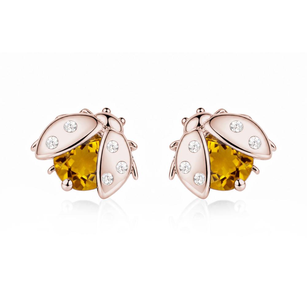 Round Shaped London Blue Topaz Ladybird Stud Earrings - LUO Jewelry #gemstone_Citrine