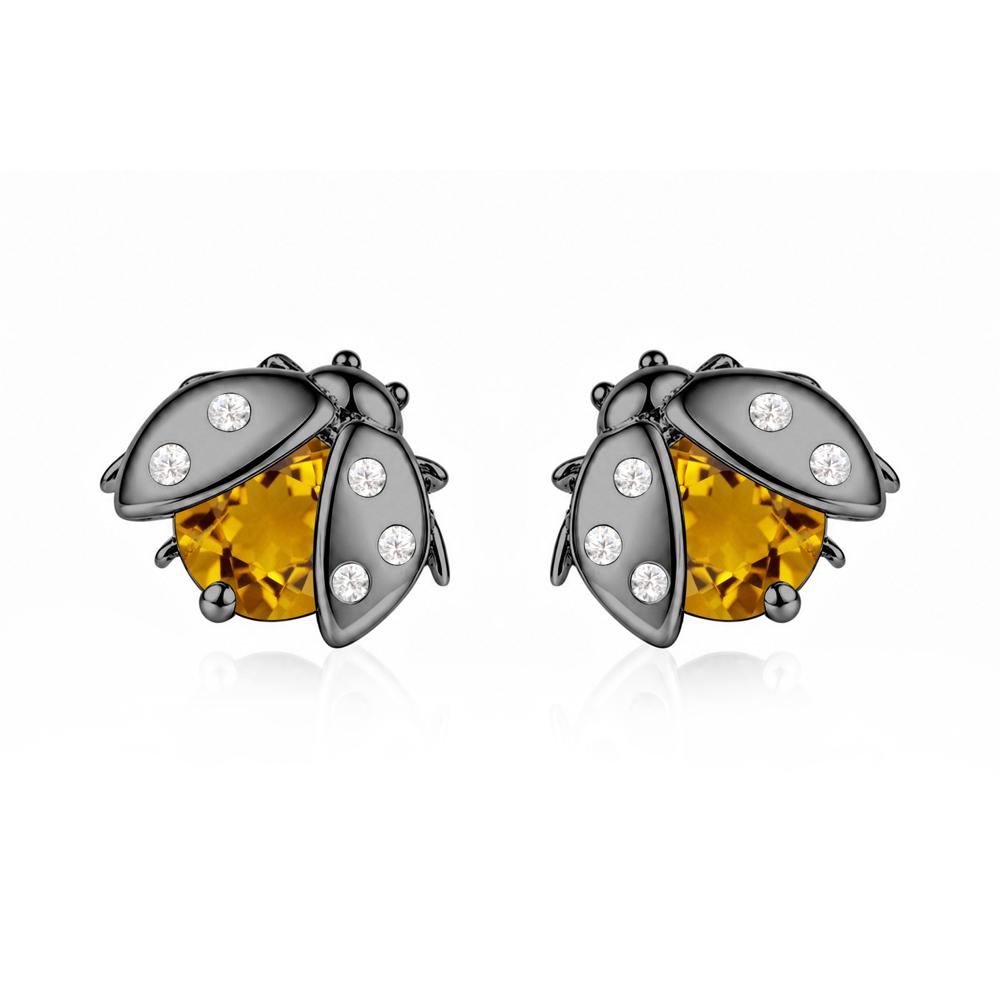Round Shaped London Blue Topaz Ladybird Stud Earrings - LUO Jewelry #gemstone_Citrine