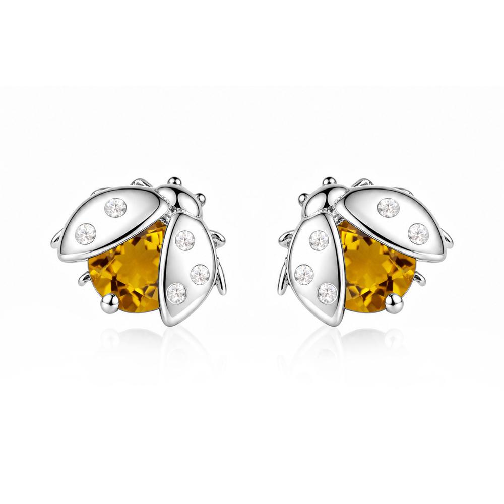 Round Shaped London Blue Topaz Ladybird Stud Earrings - LUO Jewelry #gemstone_Citrine