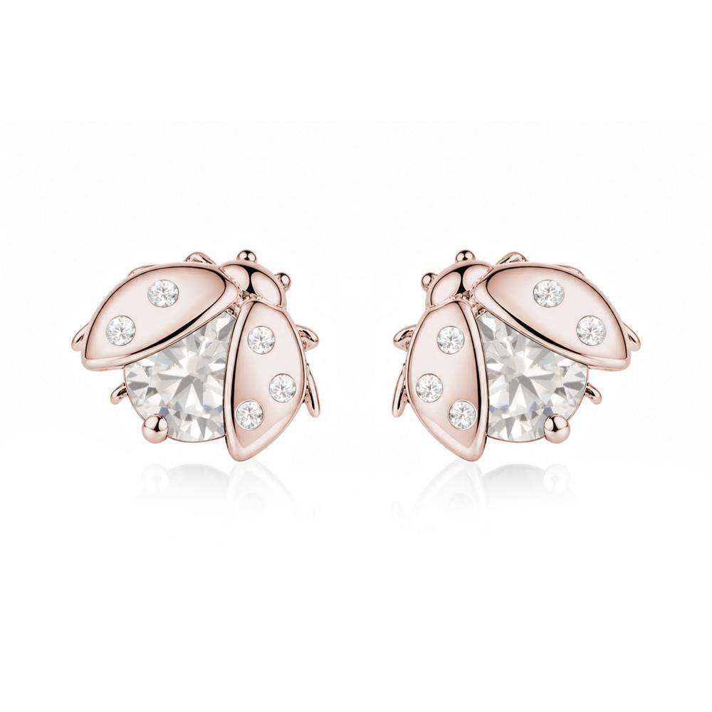 Round Shaped London Blue Topaz Ladybird Stud Earrings - LUO Jewelry #gemstone_Cubic Zirconia