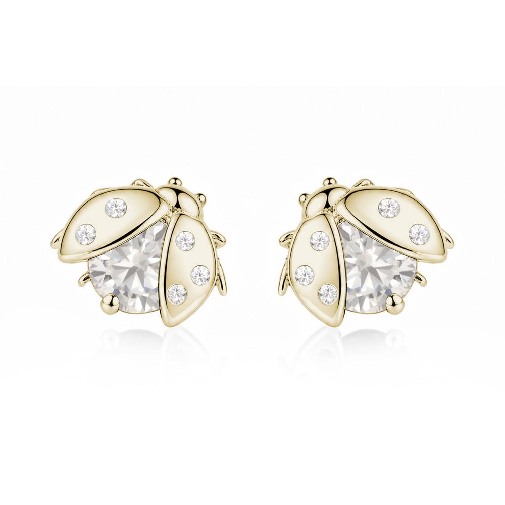 Round Shaped London Blue Topaz Ladybird Stud Earrings - LUO Jewelry #gemstone_Cubic Zirconia