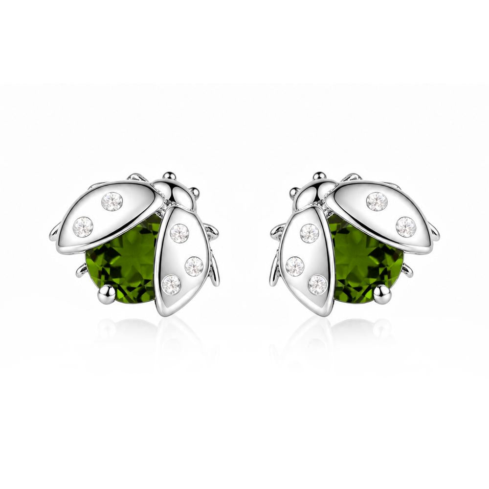 Round Shaped London Blue Topaz Ladybird Stud Earrings - LUO Jewelry #gemstone_Diopside