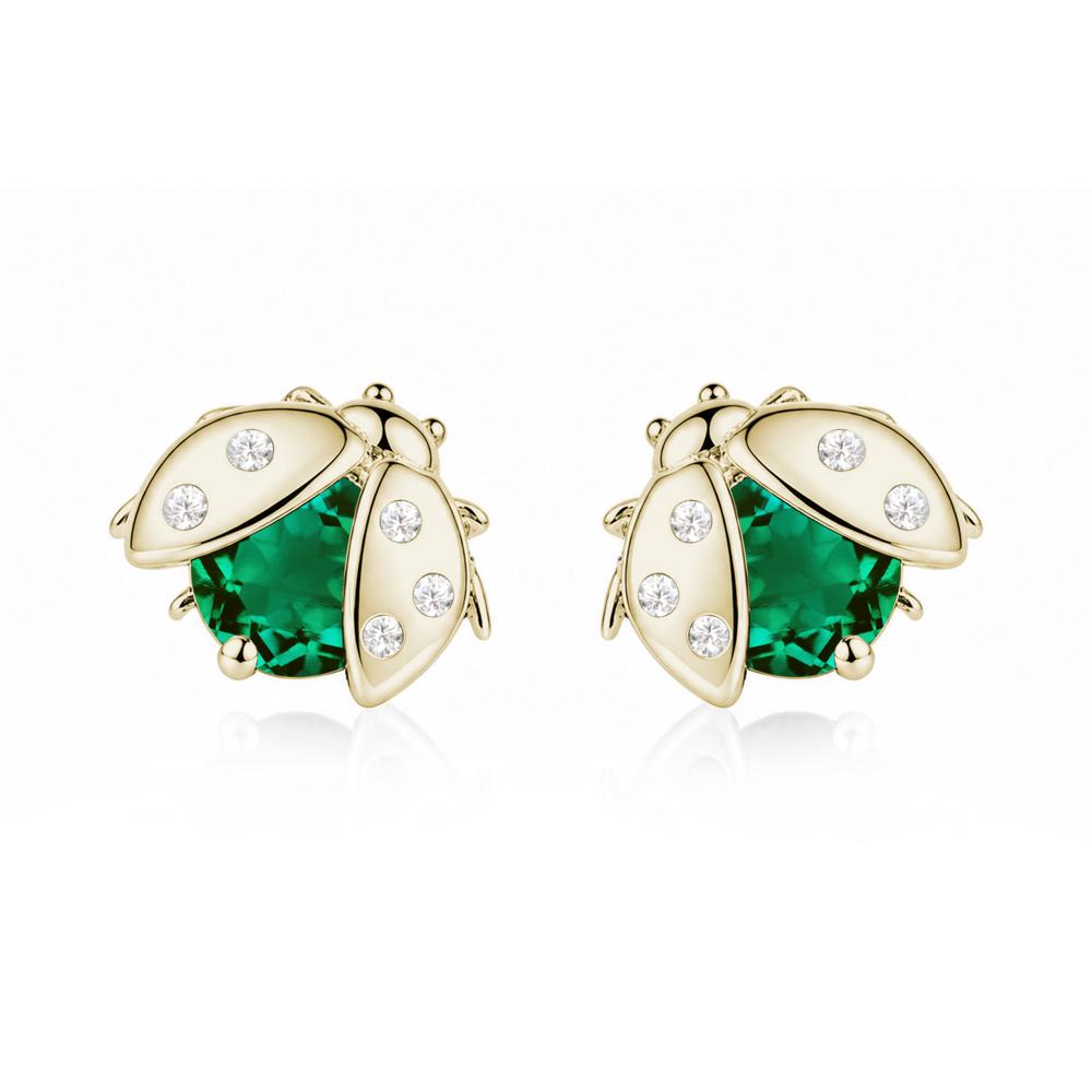 Round Shaped London Blue Topaz Ladybird Stud Earrings - LUO Jewelry #gemstone_Emerald