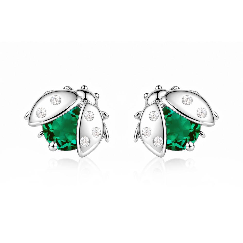Round Shaped London Blue Topaz Ladybird Stud Earrings - LUO Jewelry #gemstone_Emerald