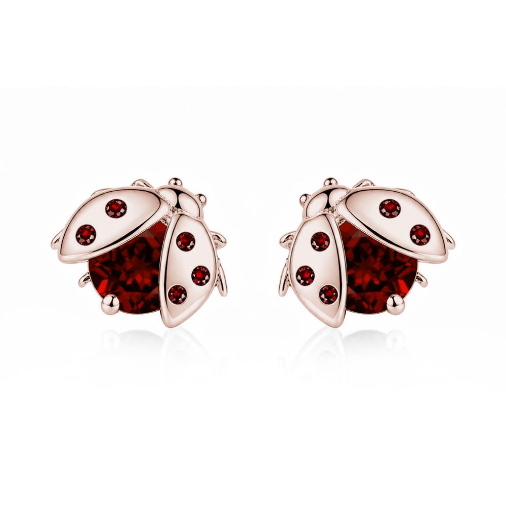 Round Shaped London Blue Topaz Ladybird Stud Earrings - LUO Jewelry #gemstone_Garnet