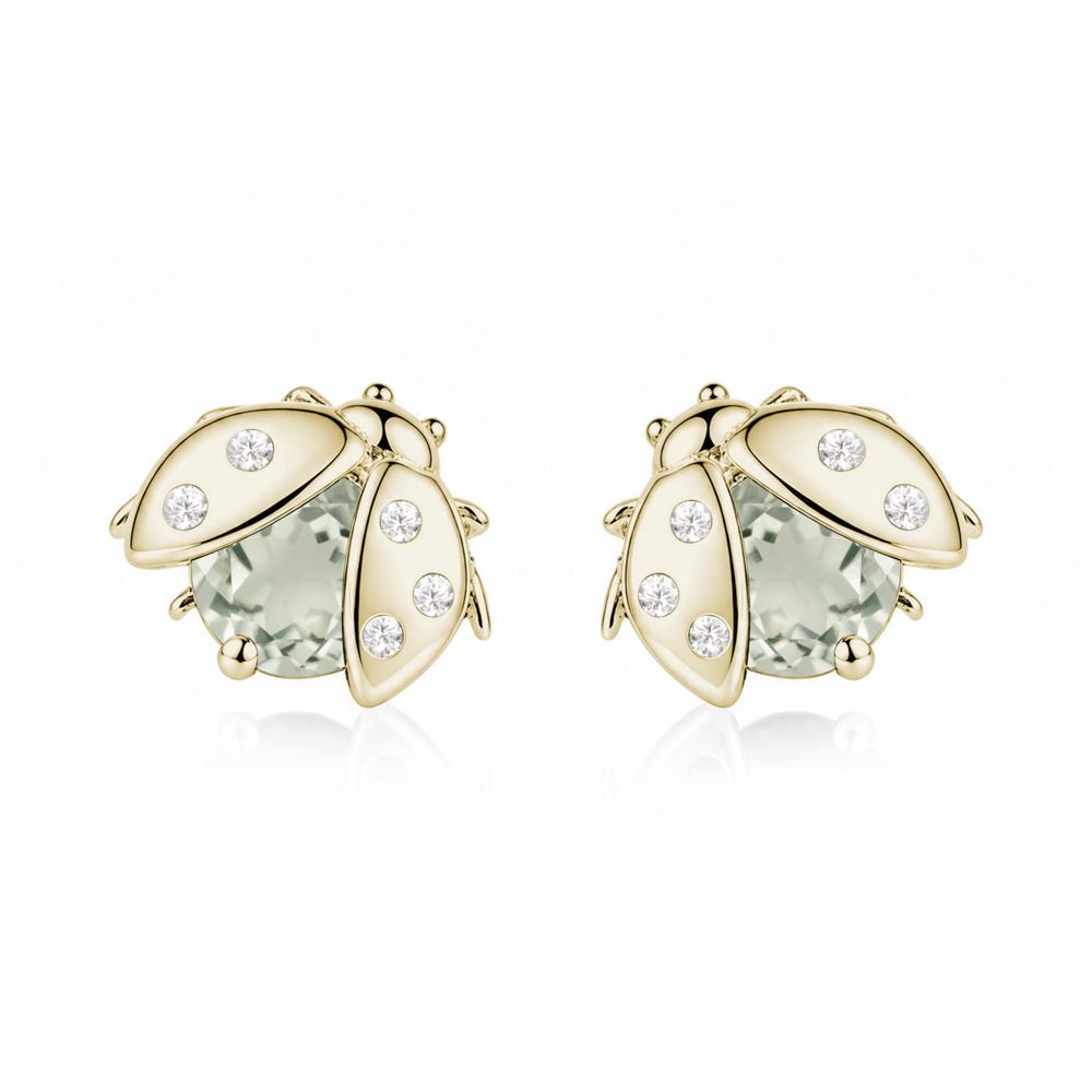 Round Shaped London Blue Topaz Ladybird Stud Earrings - LUO Jewelry #gemstone_Green Amethyst