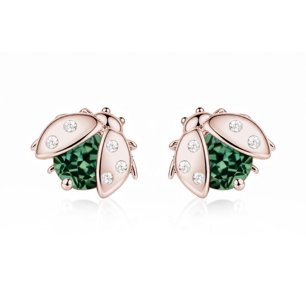 Round Shaped London Blue Topaz Ladybird Stud Earrings - LUO Jewelry #gemstone_Green Sapphire