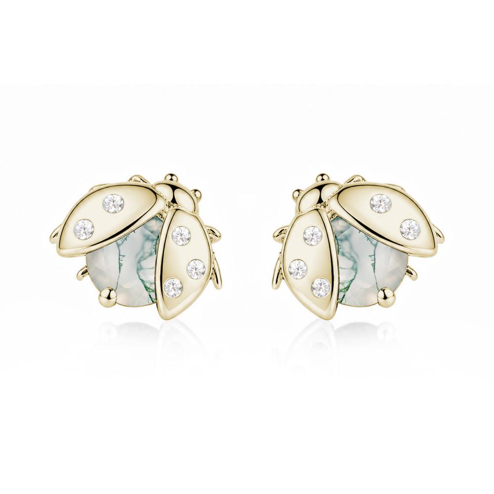 Round Shaped London Blue Topaz Ladybird Stud Earrings - LUO Jewelry #gemstone_Moss Agate