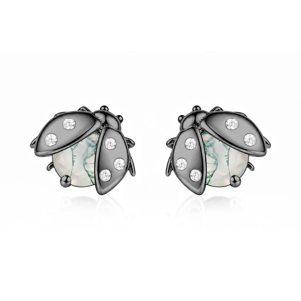 Round Shaped London Blue Topaz Ladybird Stud Earrings - LUO Jewelry #gemstone_Moss Agate