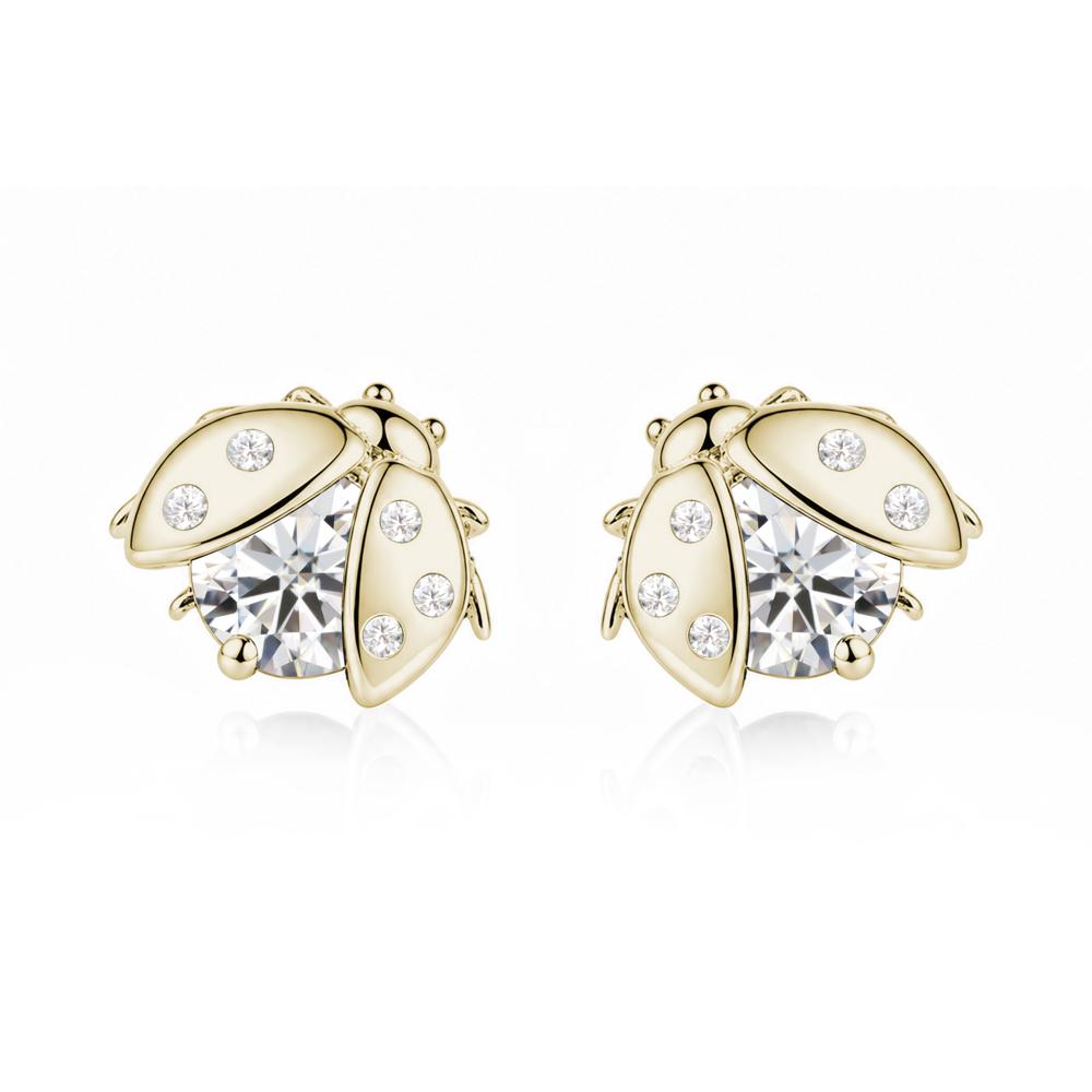 Round Shaped London Blue Topaz Ladybird Stud Earrings - LUO Jewelry #gemstone_Moissanite