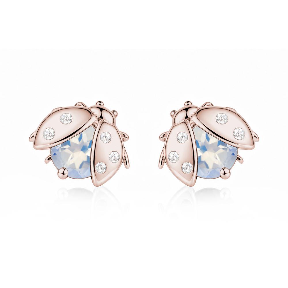 Round Shaped London Blue Topaz Ladybird Stud Earrings - LUO Jewelry #gemstone_Moonstone