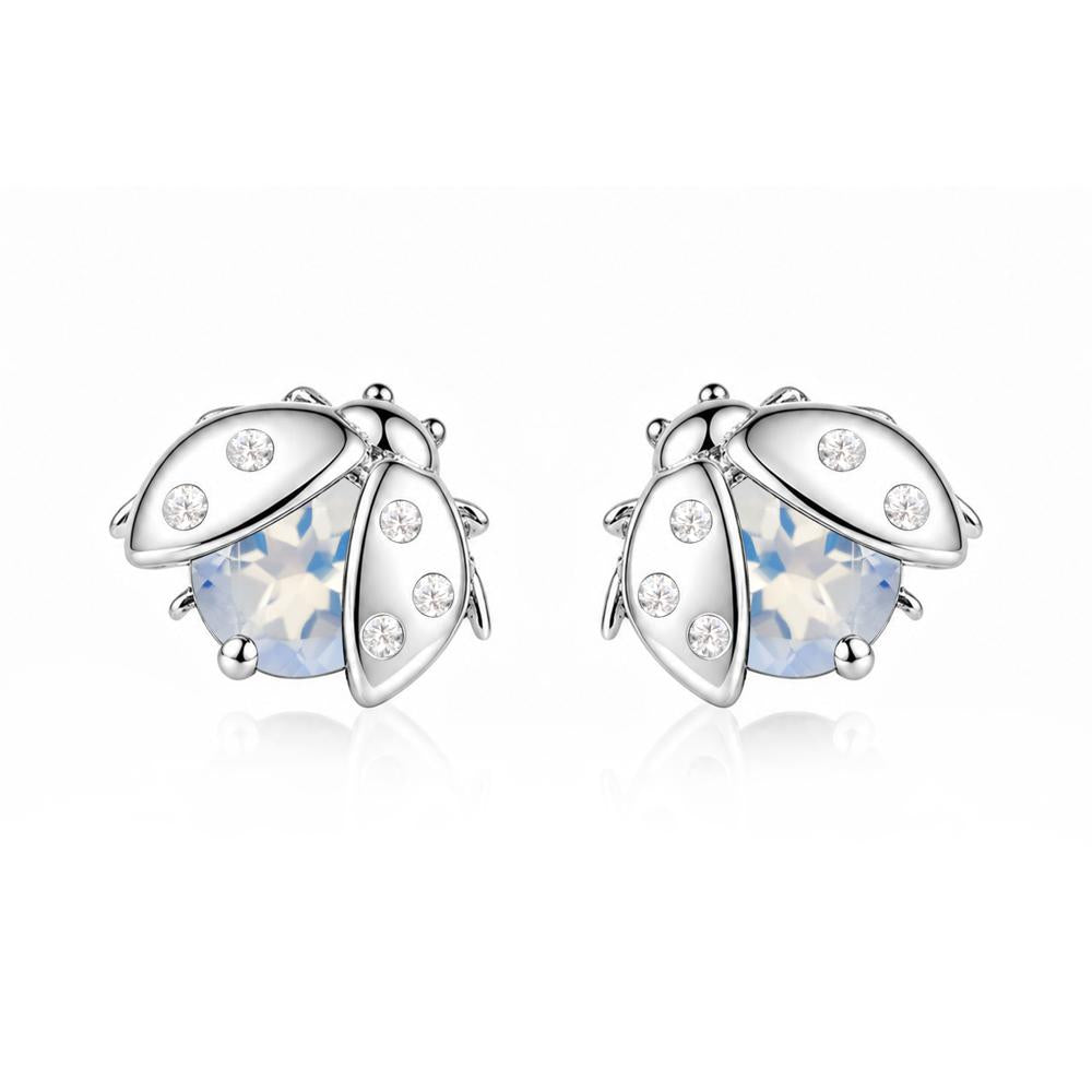 Round Shaped London Blue Topaz Ladybird Stud Earrings - LUO Jewelry #gemstone_Moonstone
