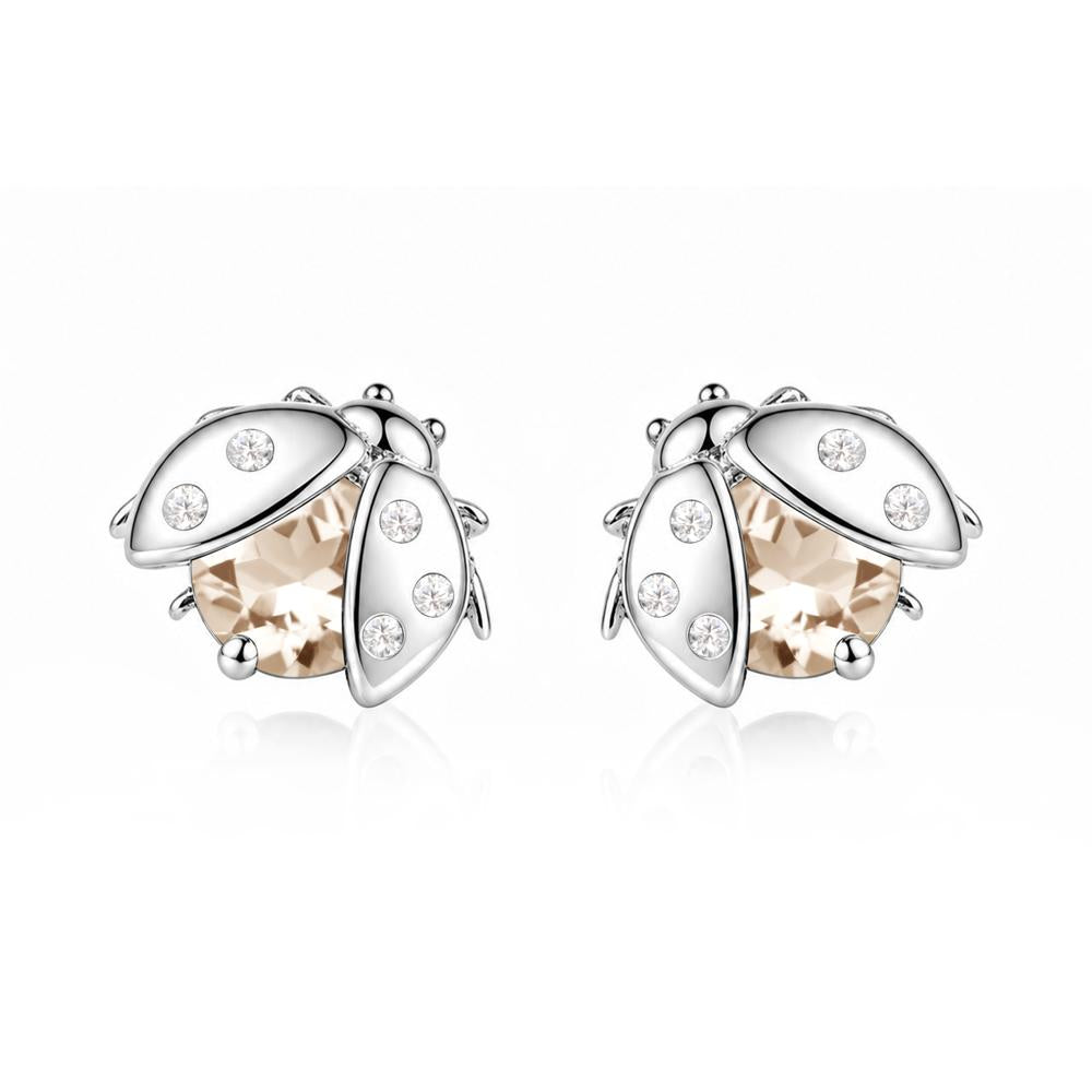Round Shaped London Blue Topaz Ladybird Stud Earrings - LUO Jewelry #gemstone_Morganite