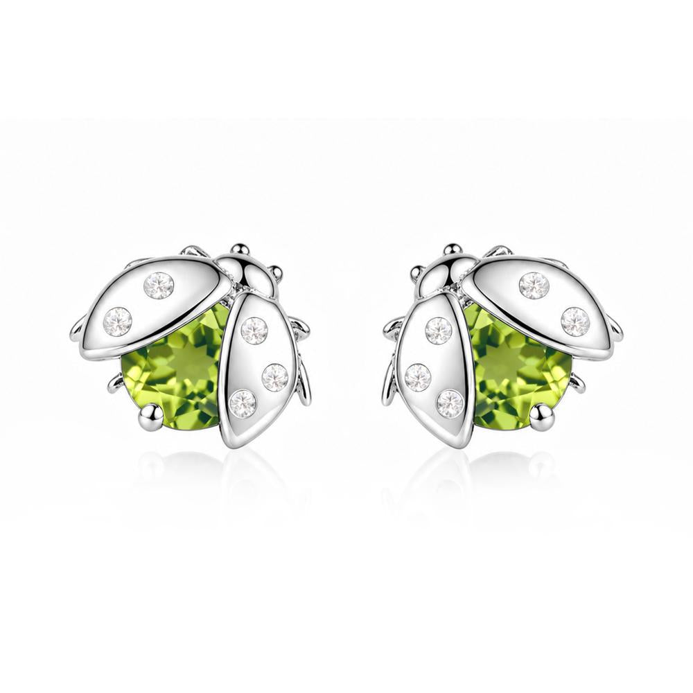 Round Shaped London Blue Topaz Ladybird Stud Earrings - LUO Jewelry #gemstone_Peridot