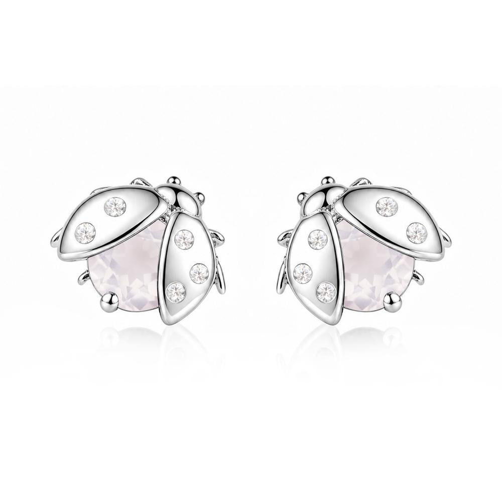 Round Shaped London Blue Topaz Ladybird Stud Earrings - LUO Jewelry #gemstone_Rose Quartz