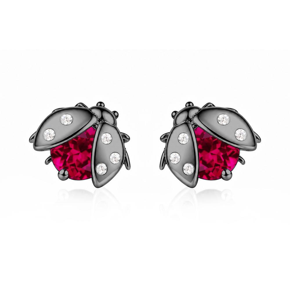 Round Shaped London Blue Topaz Ladybird Stud Earrings - LUO Jewelry #gemstone_Ruby