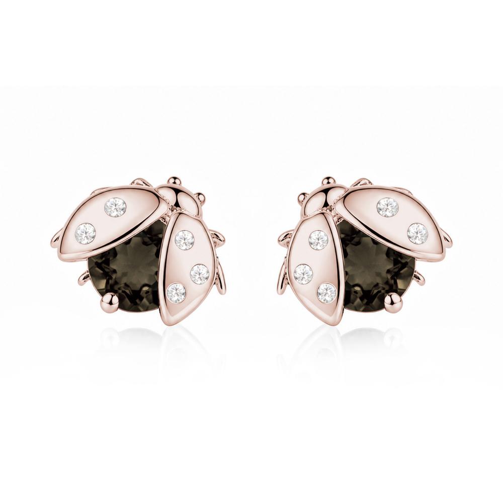 Round Shaped London Blue Topaz Ladybird Stud Earrings - LUO Jewelry #gemstone_Smoky Quartz