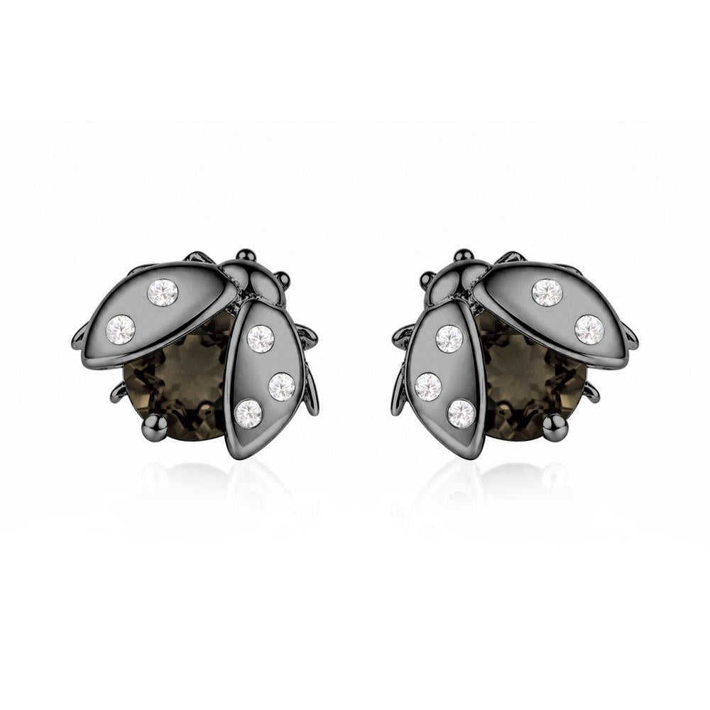 Round Shaped London Blue Topaz Ladybird Stud Earrings - LUO Jewelry #gemstone_Smoky Quartz