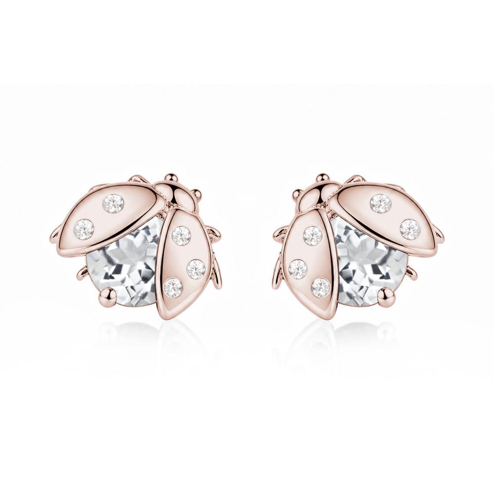 Round Shaped London Blue Topaz Ladybird Stud Earrings - LUO Jewelry #gemstone_White Topaz
