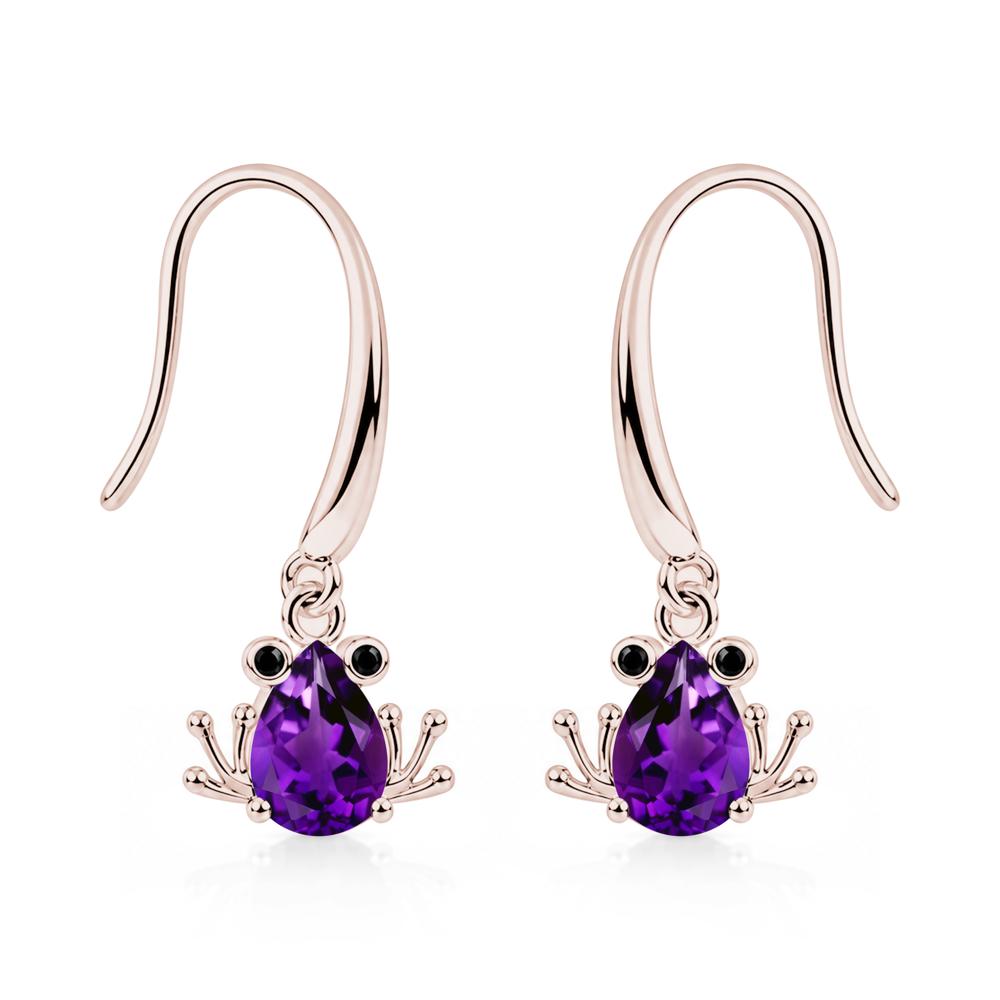 Pear Cut Aquamarine and Black Spinel Frog Hook Earrings - LUO Jewelry #gemstone_Amethyst and Black Spinel