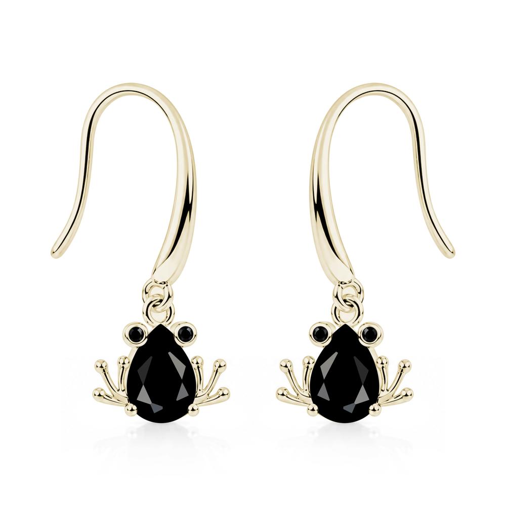 Pear Cut Aquamarine and Black Spinel Frog Hook Earrings - LUO Jewelry #gemstone_Black Spinel