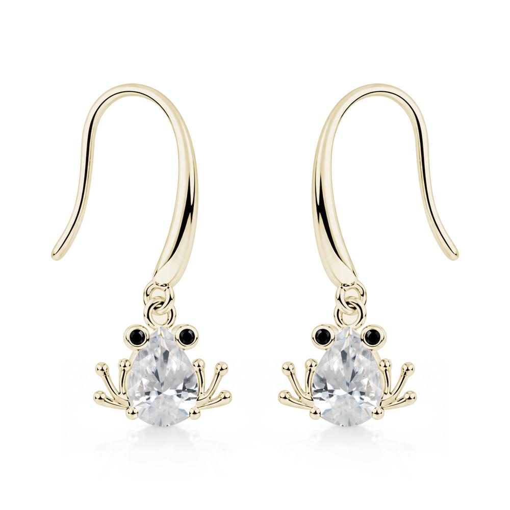 Pear Cut Aquamarine and Black Spinel Frog Hook Earrings - LUO Jewelry #gemstone_Cubic Zirconia and Black Spinel