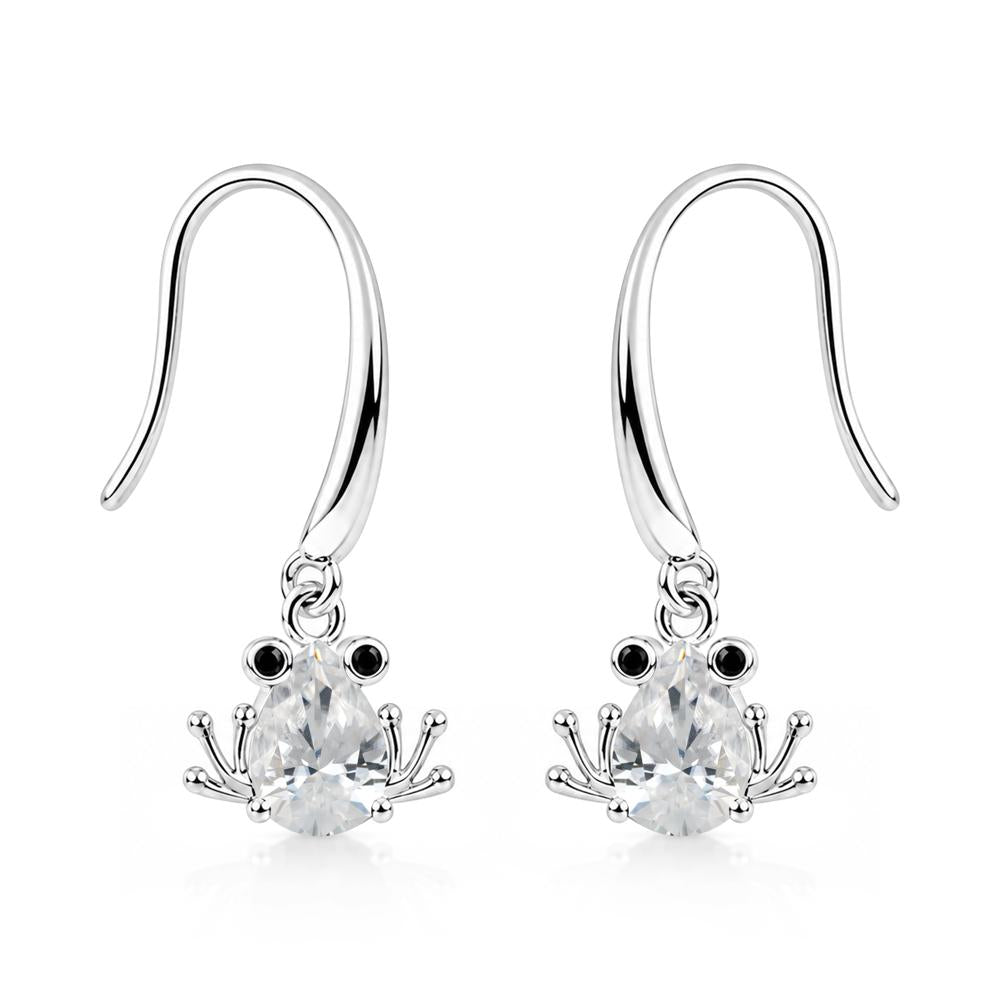 Pear Cut Aquamarine and Black Spinel Frog Hook Earrings - LUO Jewelry #gemstone_Cubic Zirconia and Black Spinel