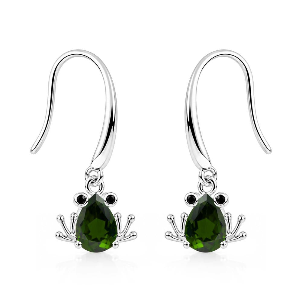 Pear Cut Aquamarine and Black Spinel Frog Hook Earrings - LUO Jewelry #gemstone_Diopside and Black Spinel
