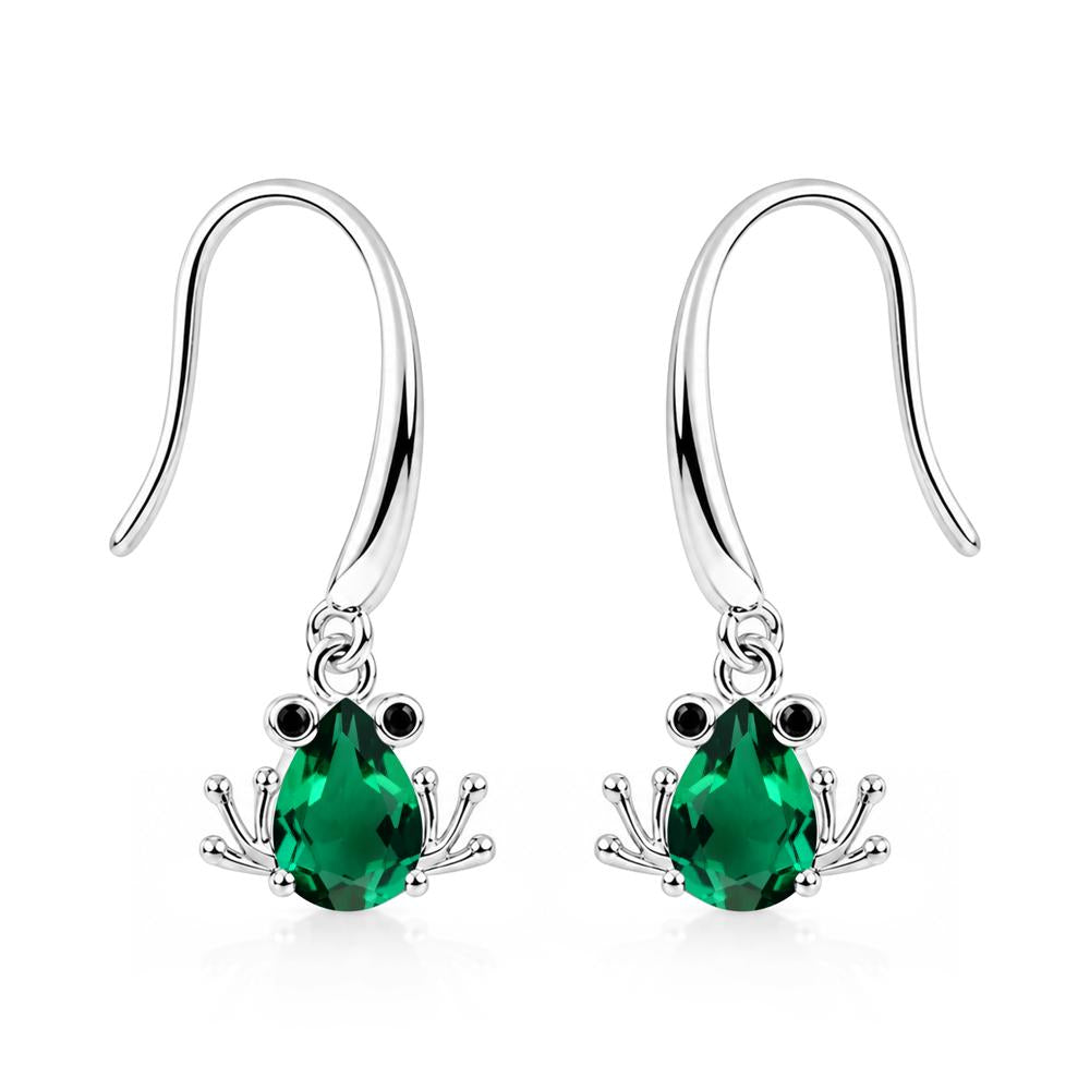 Pear Cut Aquamarine and Black Spinel Frog Hook Earrings - LUO Jewelry #gemstone_Emerald and Black Spinel
