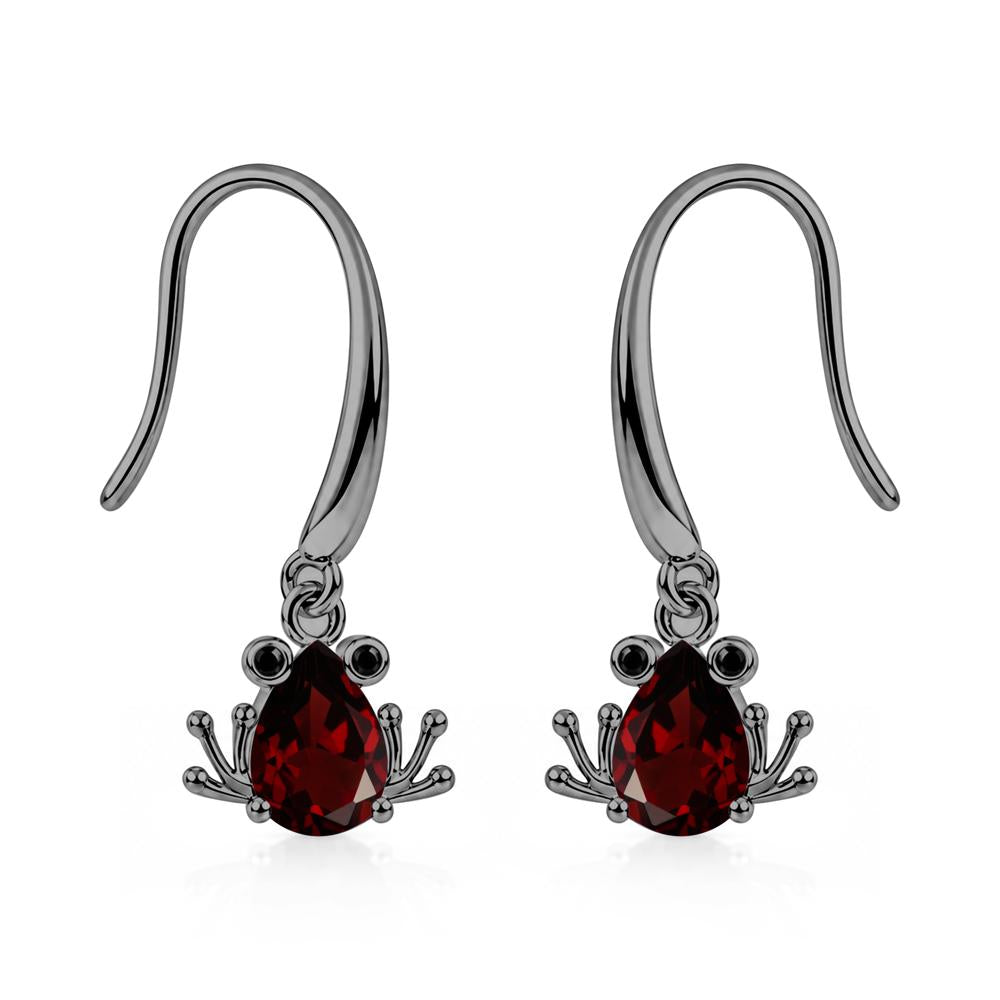 Pear Cut Aquamarine and Black Spinel Frog Hook Earrings - LUO Jewelry #gemstone_Garnet and Black Spinel