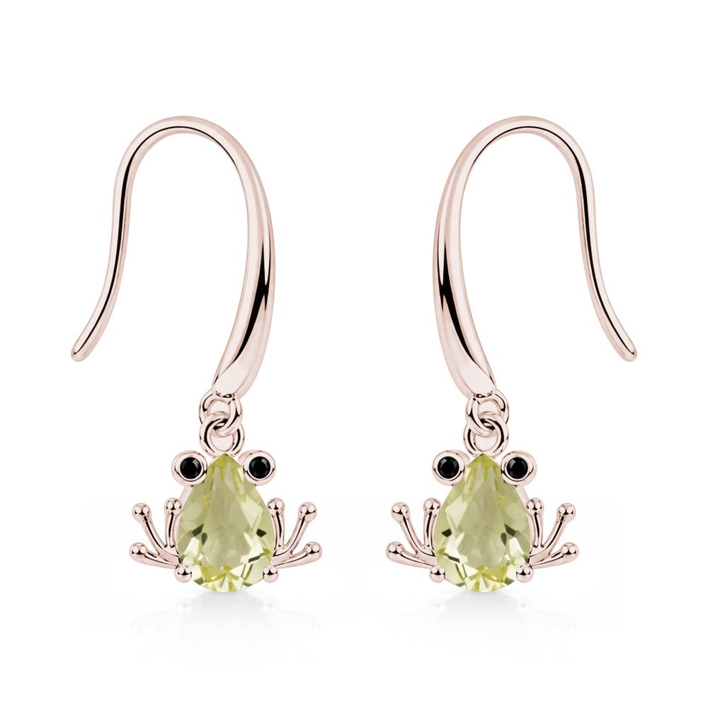 Pear Cut Aquamarine and Black Spinel Frog Hook Earrings - LUO Jewelry #gemstone_Lemon Quartz and Black Spinel