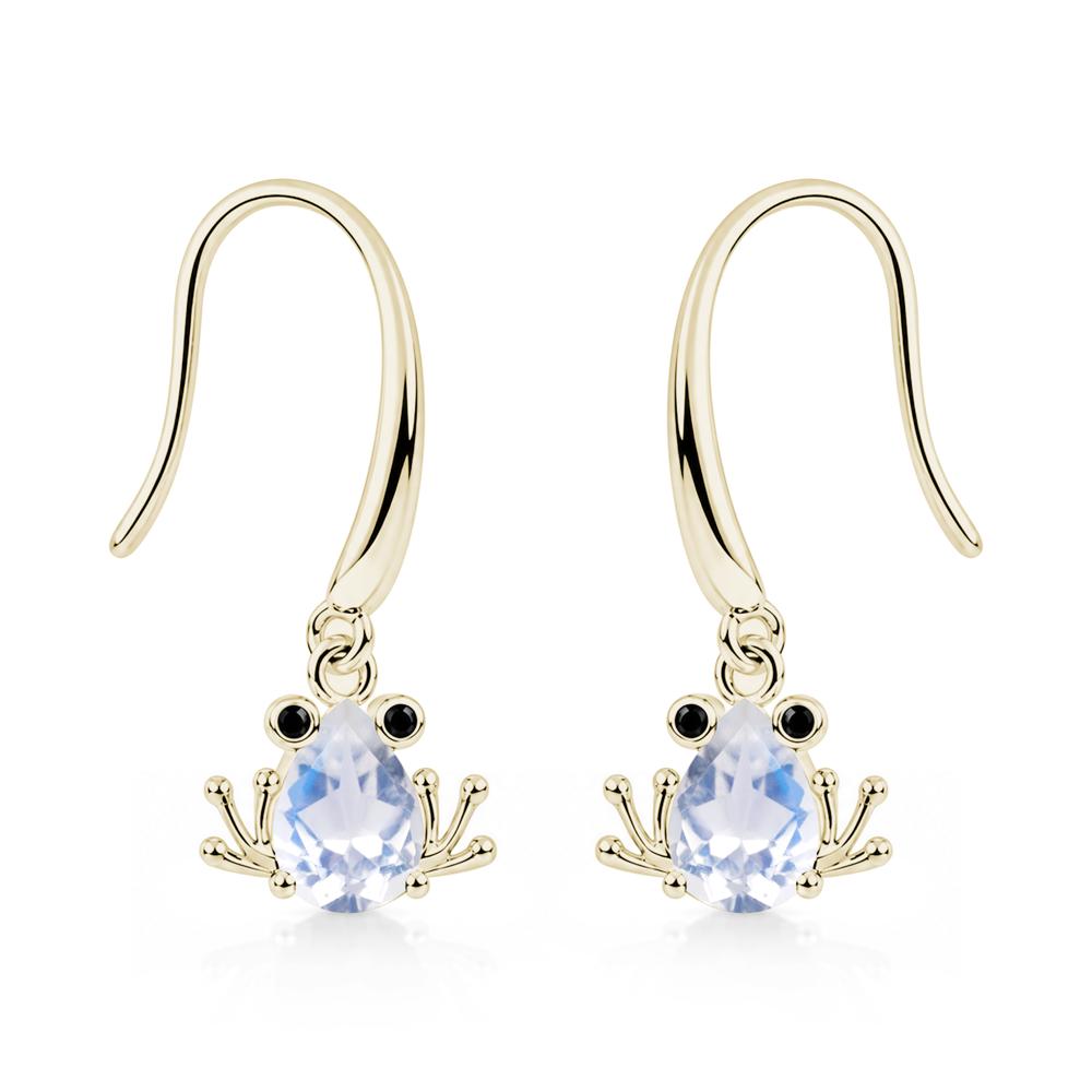 Pear Cut Aquamarine and Black Spinel Frog Hook Earrings - LUO Jewelry #gemstone_Moonstone and Black Spinel