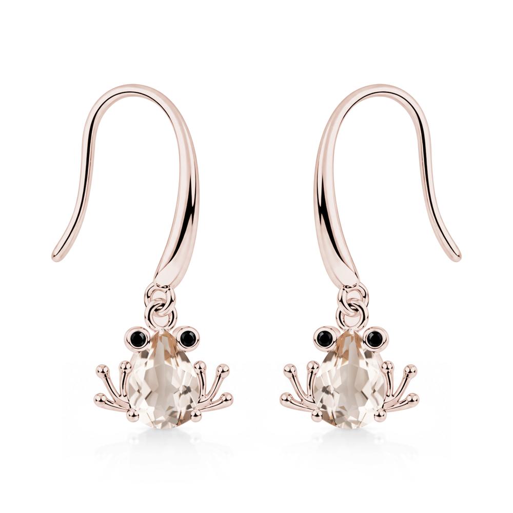 Pear Cut Aquamarine and Black Spinel Frog Hook Earrings - LUO Jewelry #gemstone_Morganite and Black Spinel
