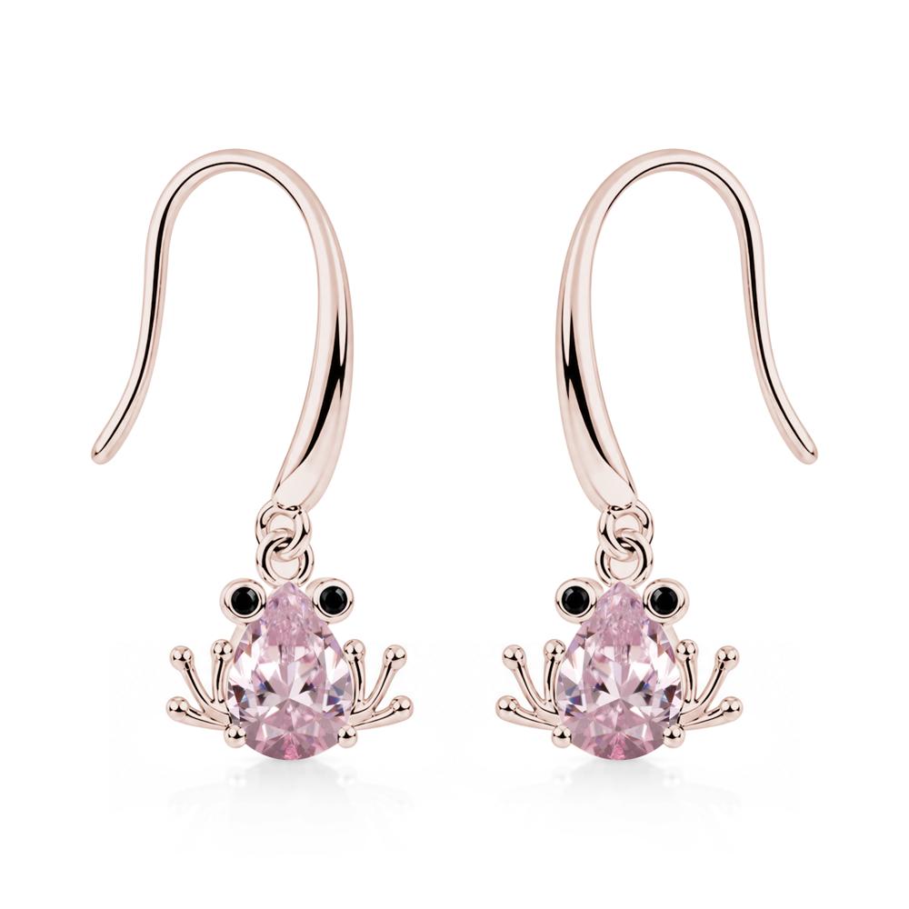 Pear Cut Aquamarine and Black Spinel Frog Hook Earrings - LUO Jewelry #gemstone_Pink Cubic Zirconia and Black Spinel