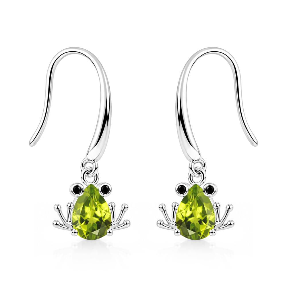 Pear Cut Aquamarine and Black Spinel Frog Hook Earrings - LUO Jewelry #gemstone_Peridot and Black Spinel